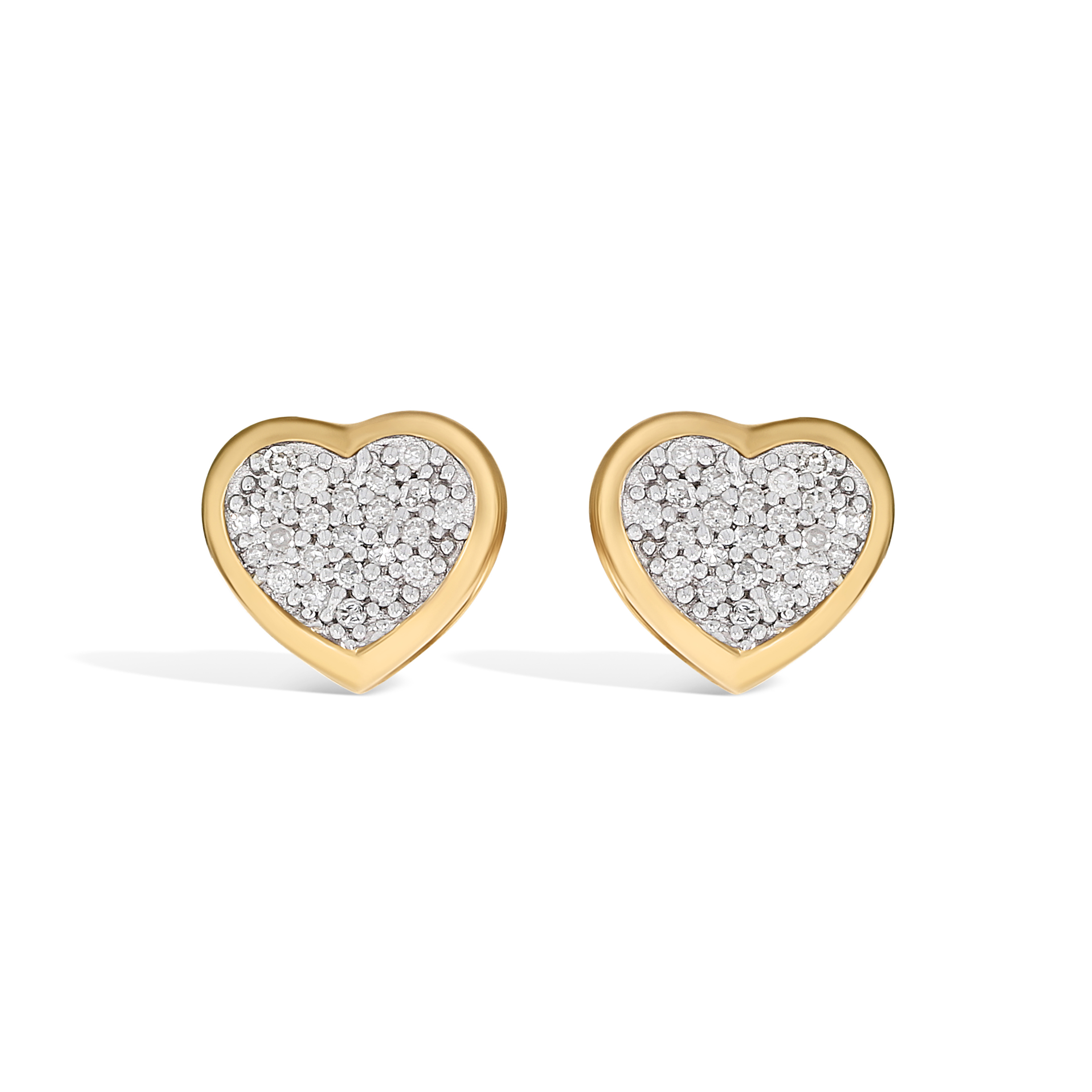 Heart Shaped Diamond Earrings 0.10 ct. 10k Yellow Gold